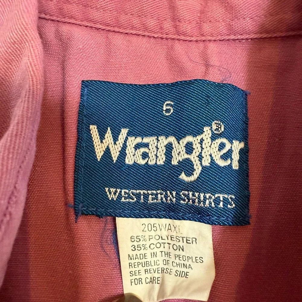 Vintage‎ wrangler kids pink button down shirt size 6